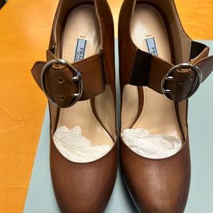 Prada brown leather platform Mary Jane with buckle size 40